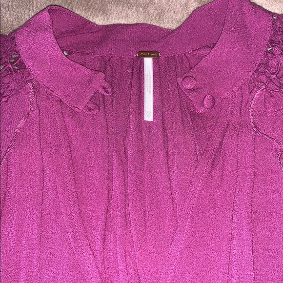 NEW Free People Ruffle Blouse Raspberry (XS) - Picture 4 of 6